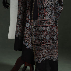 Black - chanderi silk kutch hand block print natural dyed