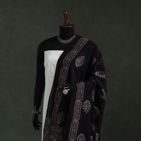 Black - chanderi silk kutch hand block print natural dyed