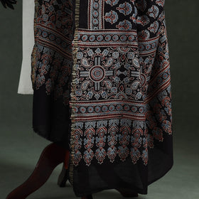 Black - chanderi silk kutch hand block print natural dyed