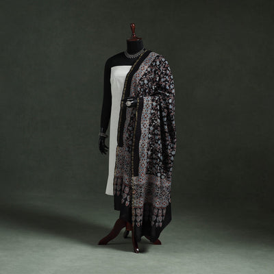 Black - chanderi silk kutch hand block print natural dyed