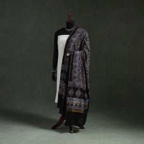Black - chanderi silk kutch hand block print natural dyed