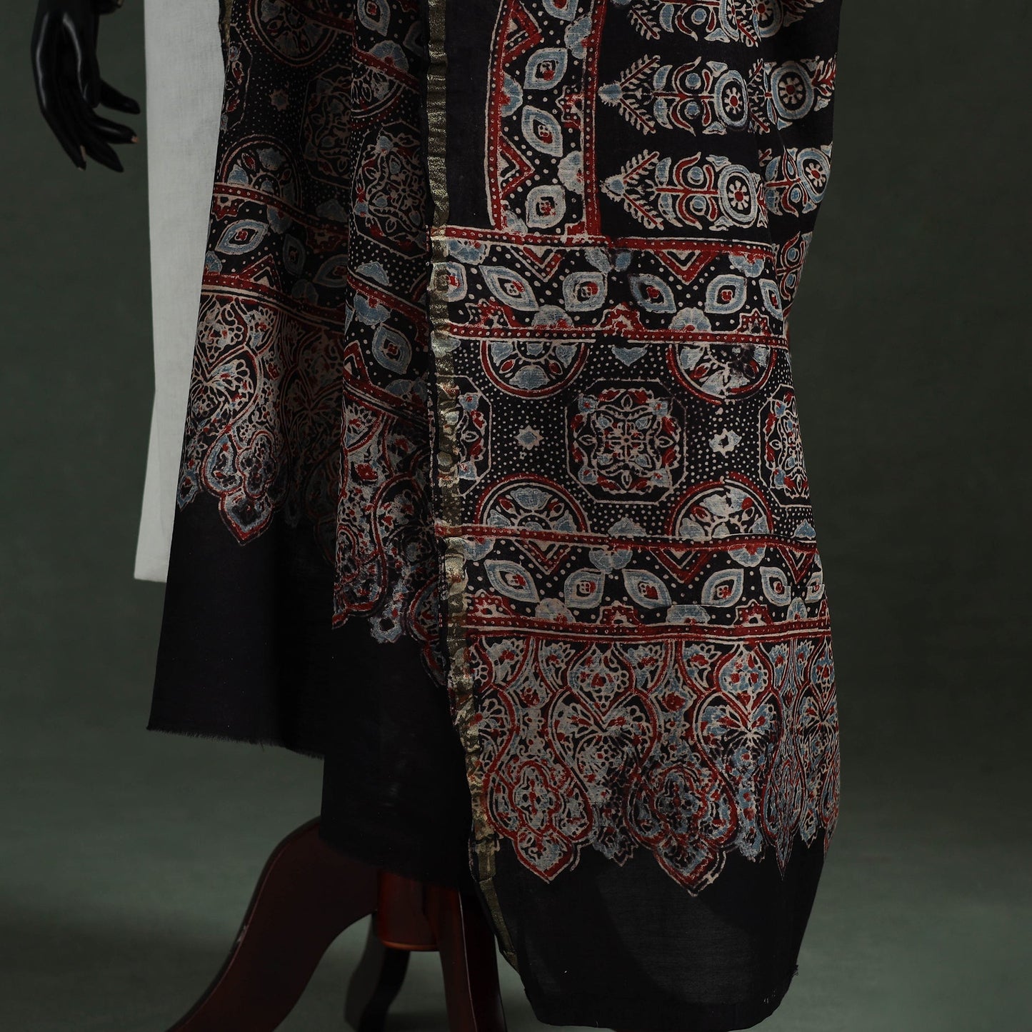 Black - chanderi silk kutch hand block print natural dyed