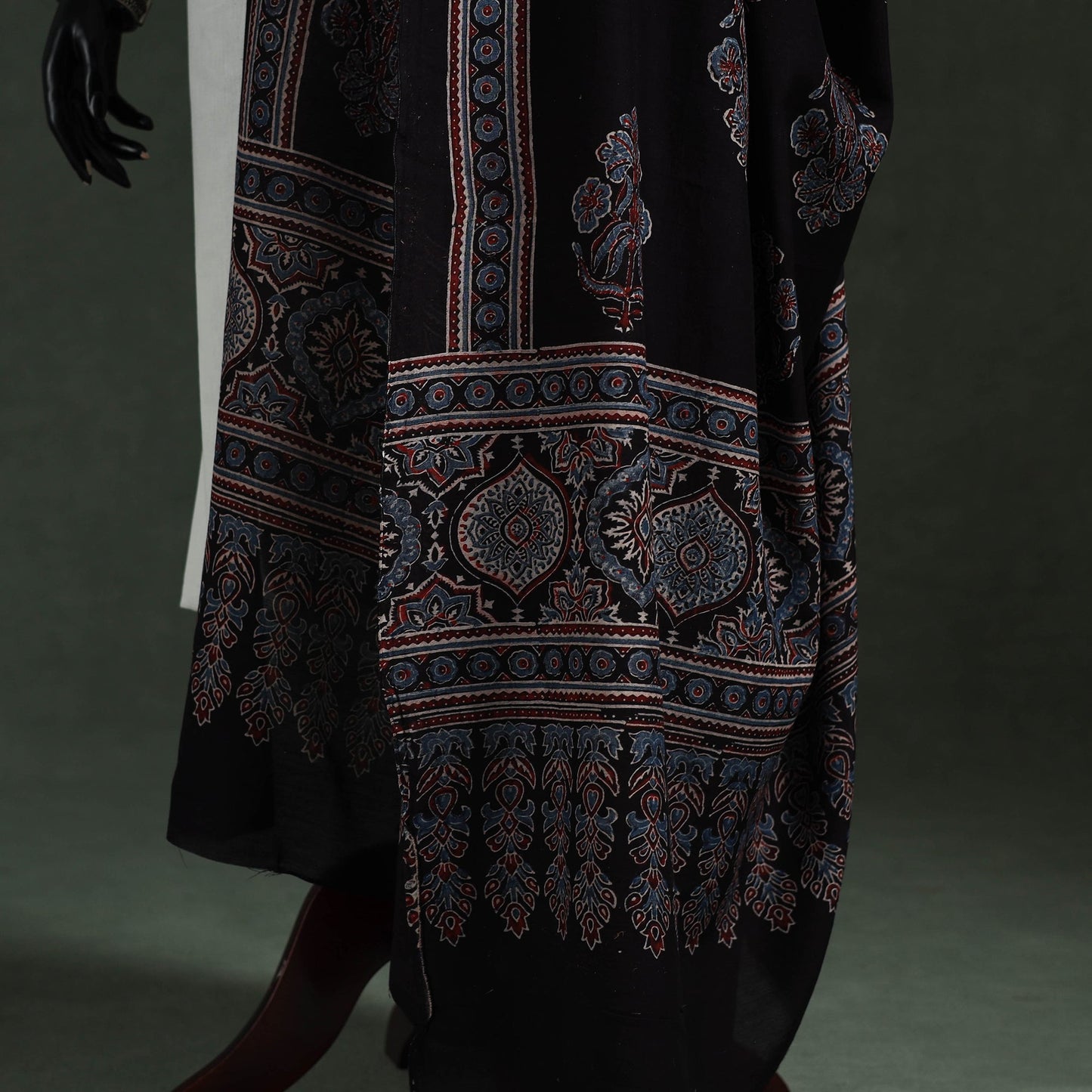 Black - chanderi silk kutch hand block print natural dyed