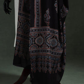 Black - chanderi silk kutch hand block print natural dyed