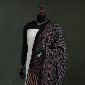 Black - chanderi silk kutch hand block print natural dyed