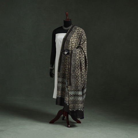 Black - chanderi silk kutch hand block print natural dyed