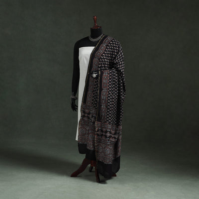 Black - chanderi silk kutch hand block print natural dyed