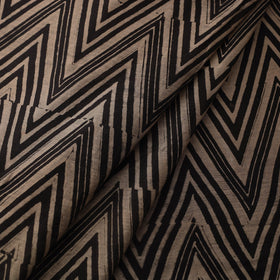 Black Block Print Chanderi Silk Natural Dyed Ajrakh Fabric