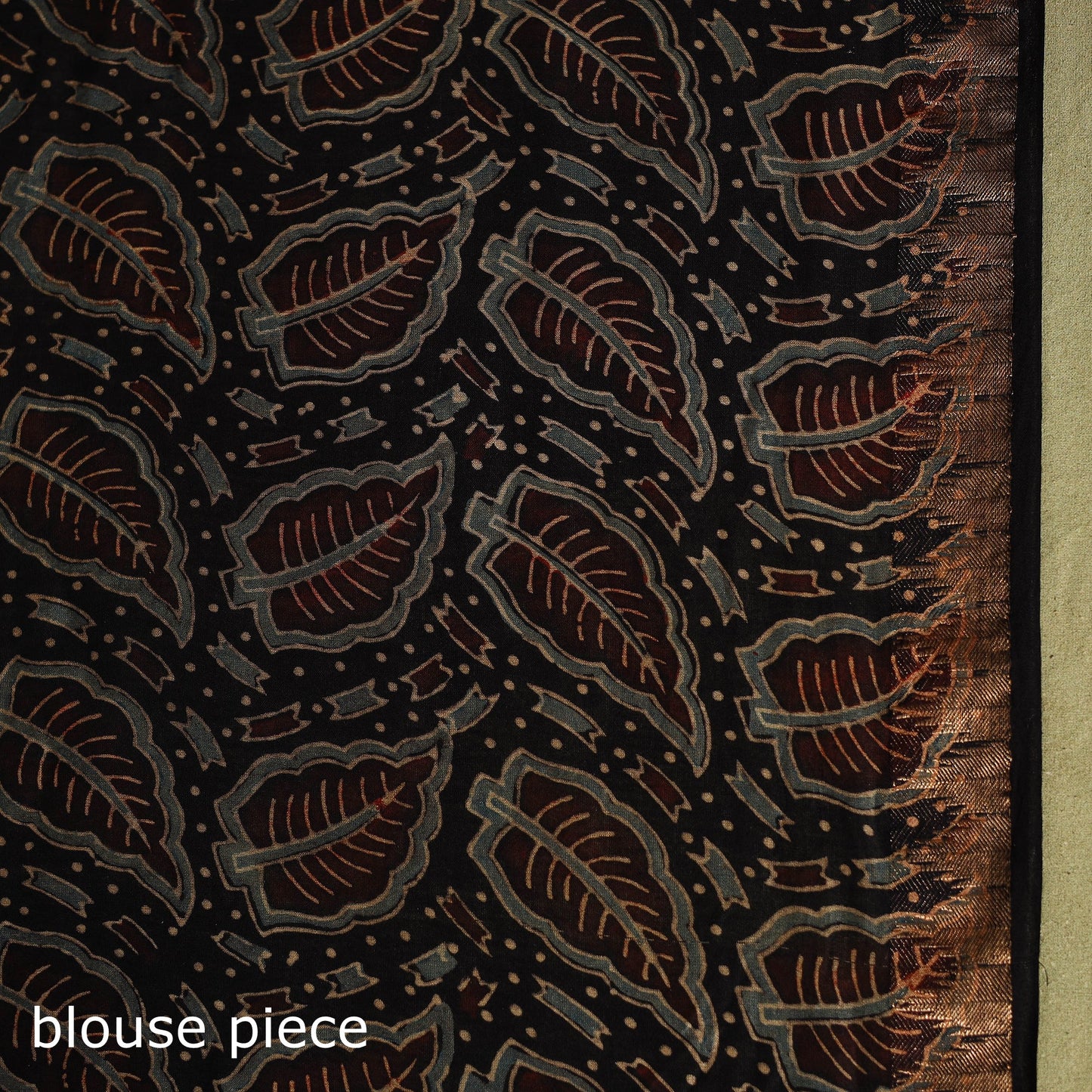 Black Chanderi Silk Block Print Ajrakh Saree