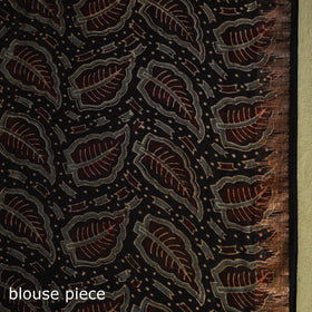 Black Chanderi Silk Block Print Ajrakh Saree