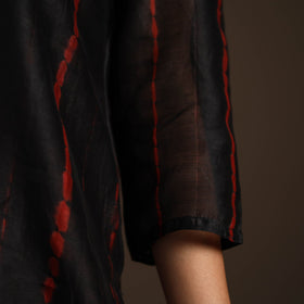 Black - chanderi silk shibori kurta set (set of 3) 10