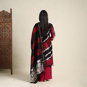 Buy Black Chanderi Silk Shibori Tie-Dye Suit Set
