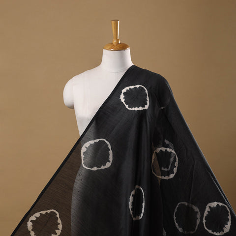 Black - chanderi silk tie-dye shibori fabric 06