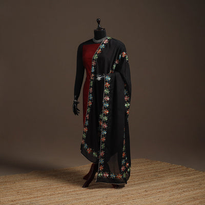 Chinon silk hand embroidered phulkari dupatta 09