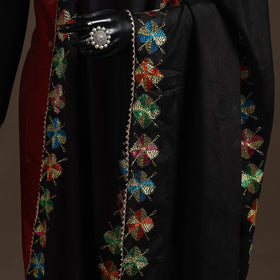 Chinon silk hand embroidered phulkari dupatta 09