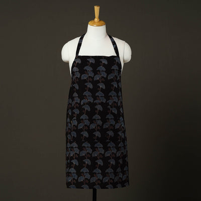 Black - cotton apron with pocket 81 - handcrafted