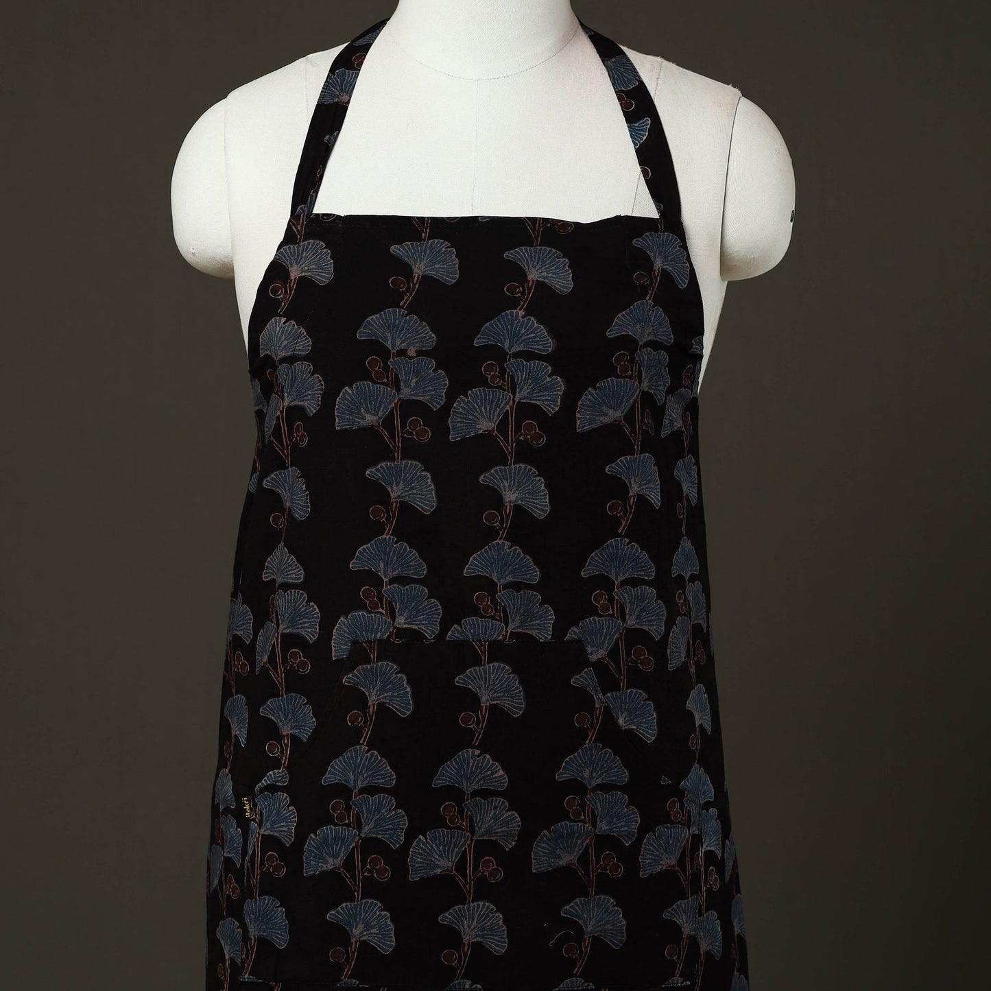Black - cotton apron with pocket 81 - handcrafted