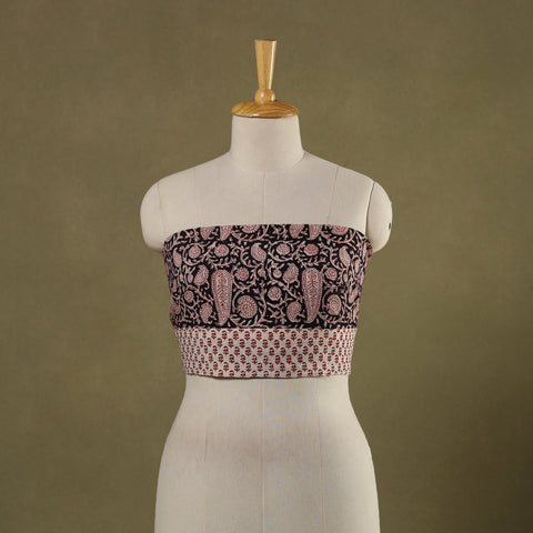 Black Block Print Cotton Bagh Blouse Piece