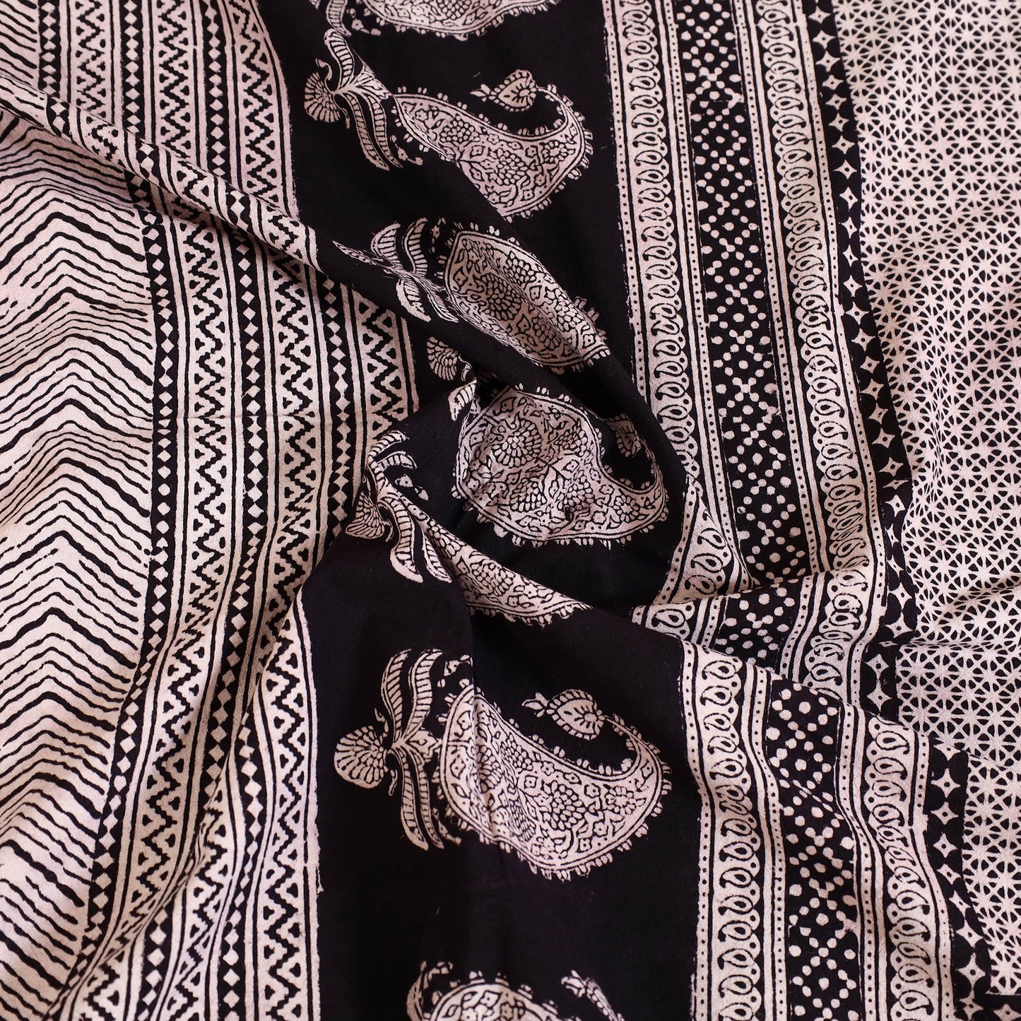 Buy Grey Block Print Cotton Bagh Double Bed Sheet Online