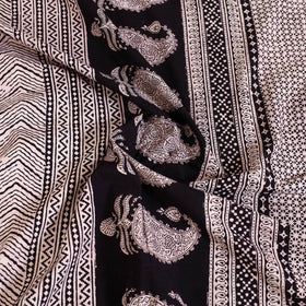 Buy Grey Block Print Cotton Bagh Double Bed Sheet Online