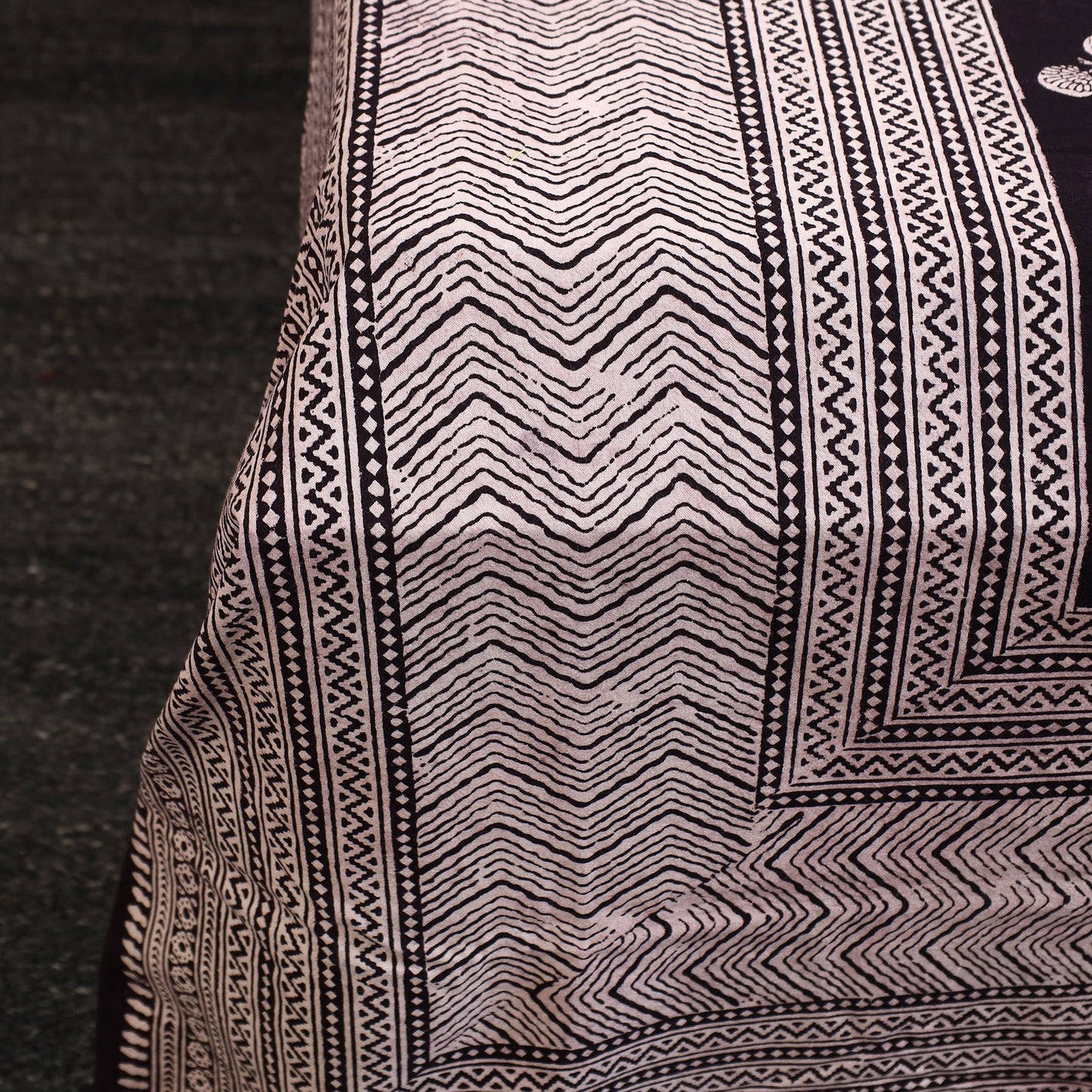 Buy Grey Block Print Cotton Bagh Double Bed Sheet Online