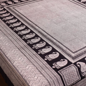 Buy Grey Block Print Cotton Bagh Double Bed Sheet Online