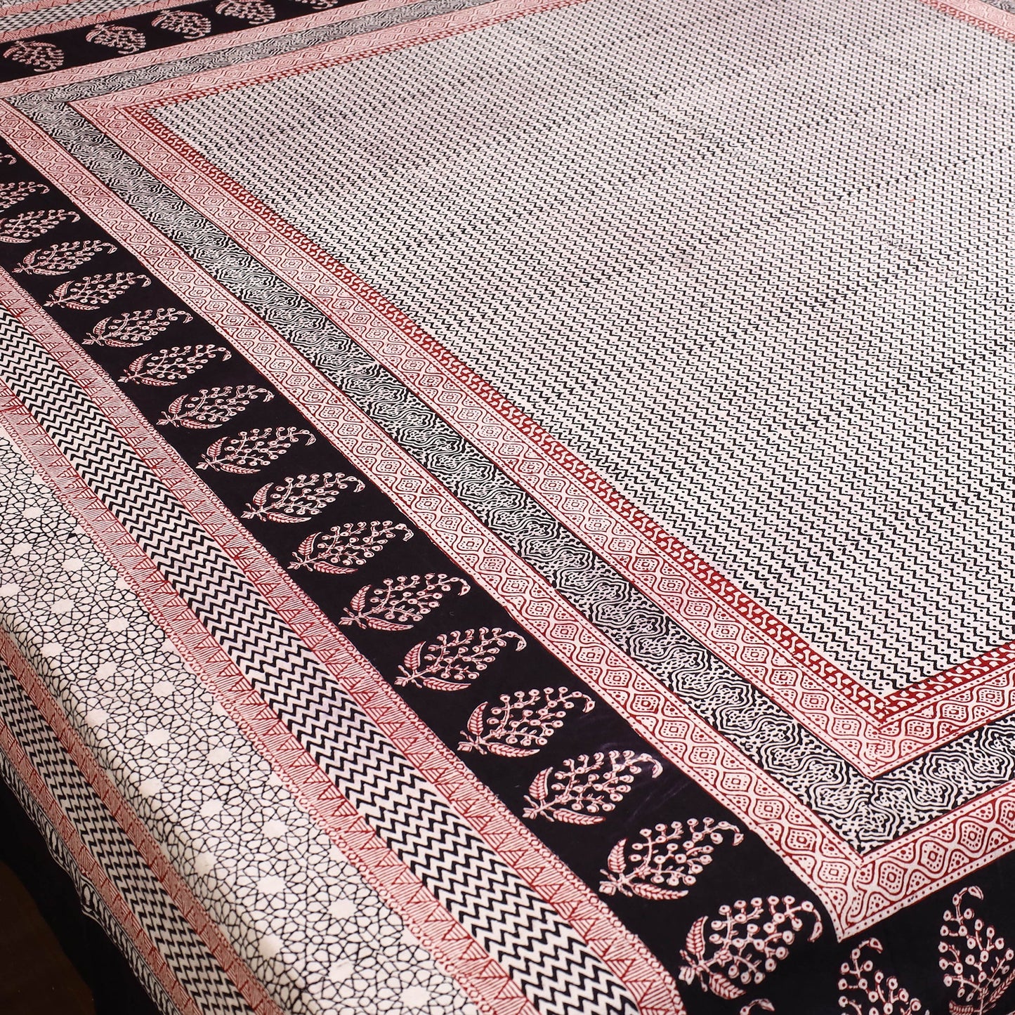 Buy Multicolor Block Print Cotton Bagh Double Bed Sheet Online