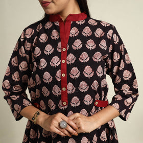 Buy Black Block Print Cotton Bagh Dress