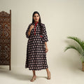 Buy Black Block Print Cotton Bagh Dress