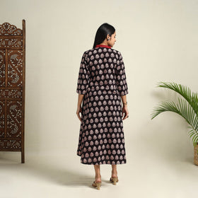 Buy Black Block Print Cotton Bagh Dress