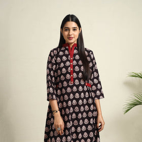 Buy Black Block Print Cotton Bagh Dress