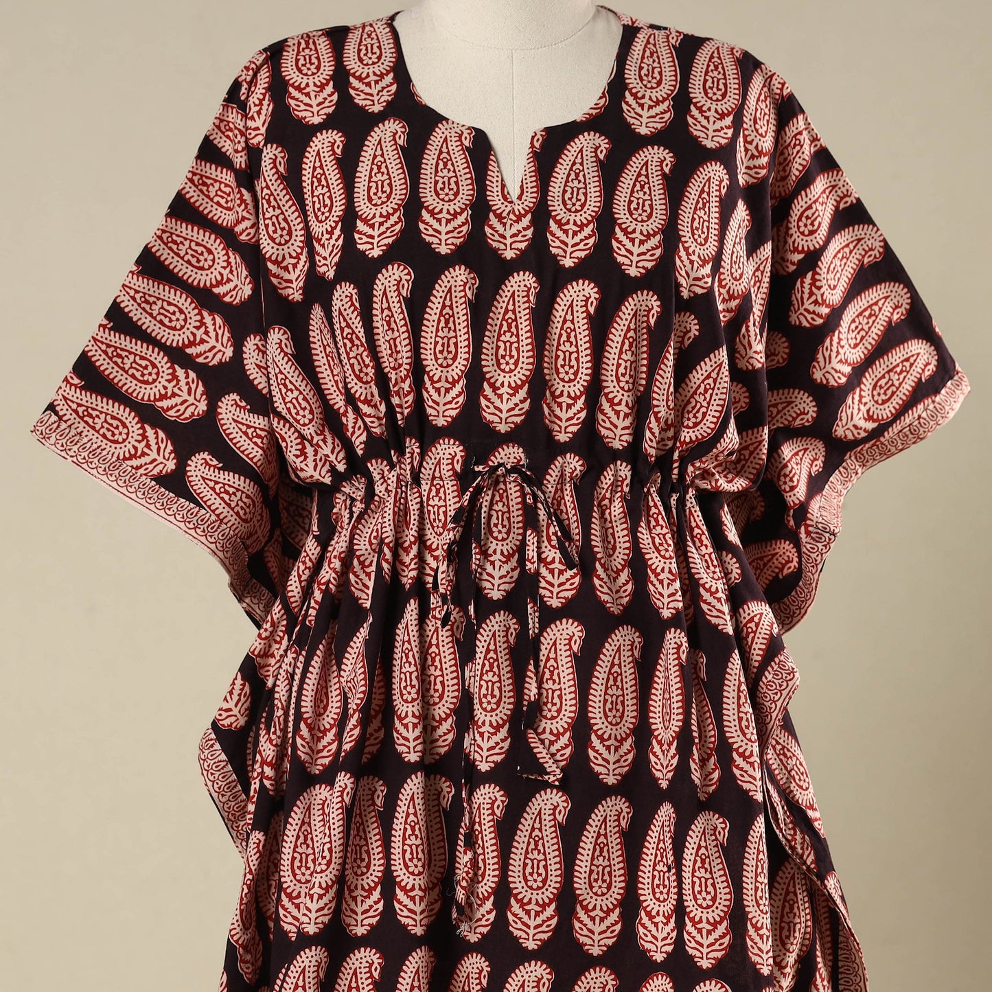 Black - cotton bagh kaftan with tie-up waist (medium) 07