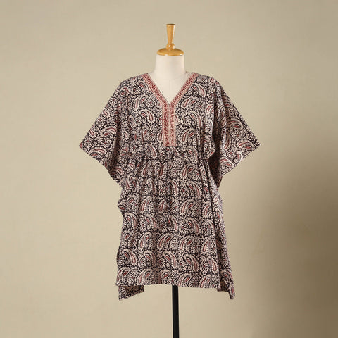 Black - cotton bagh kaftan with tie-up waist (medium) 27