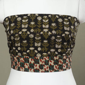 Shop Black Block Print Cotton Bagru Blouse Piece Online