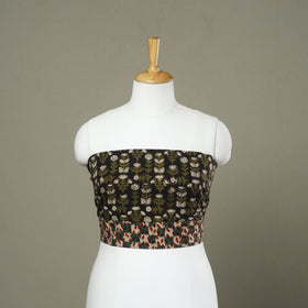 Shop Black Block Print Cotton Bagru Blouse Piece Online