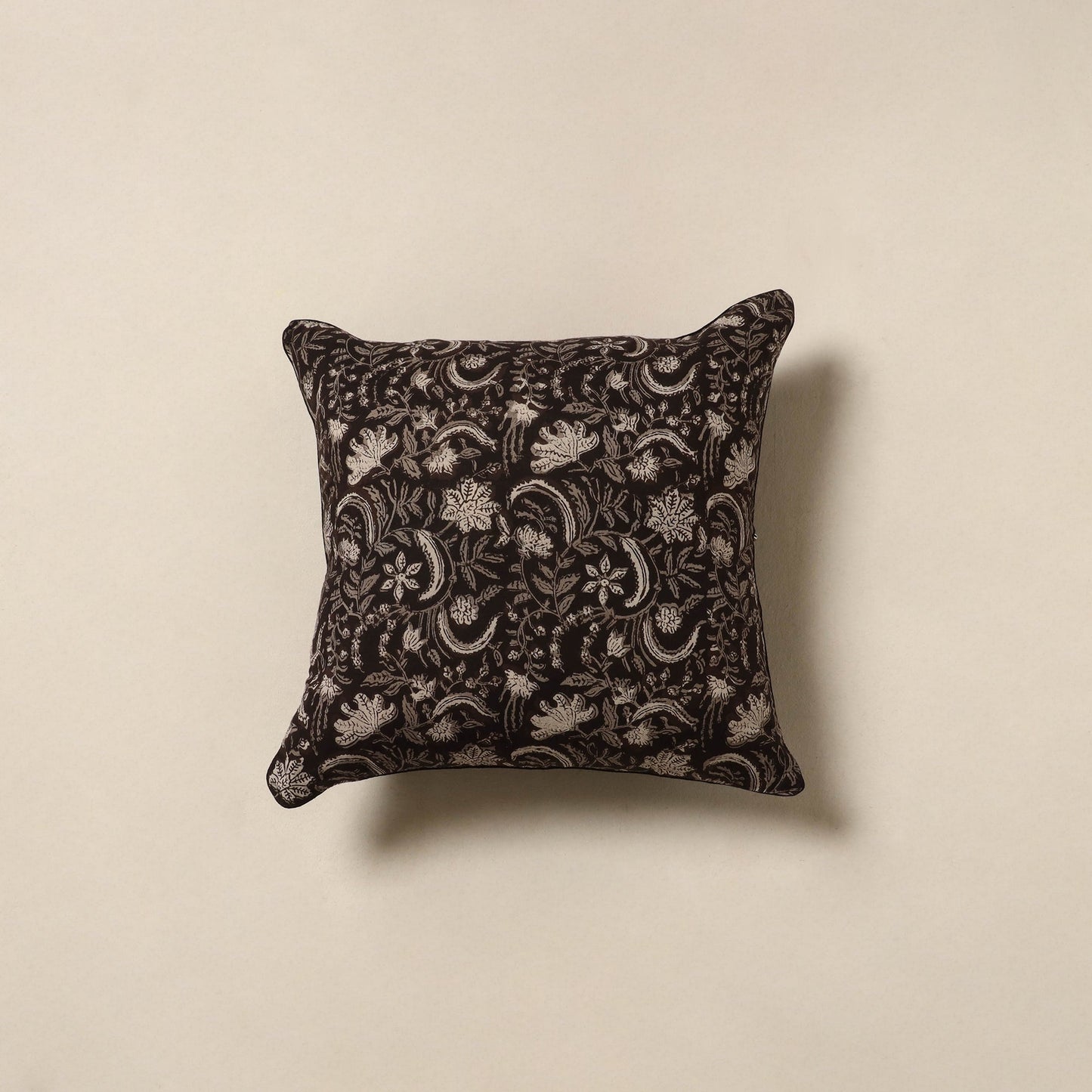 Black - cotton bagru cushion cover 32 - handcrafted