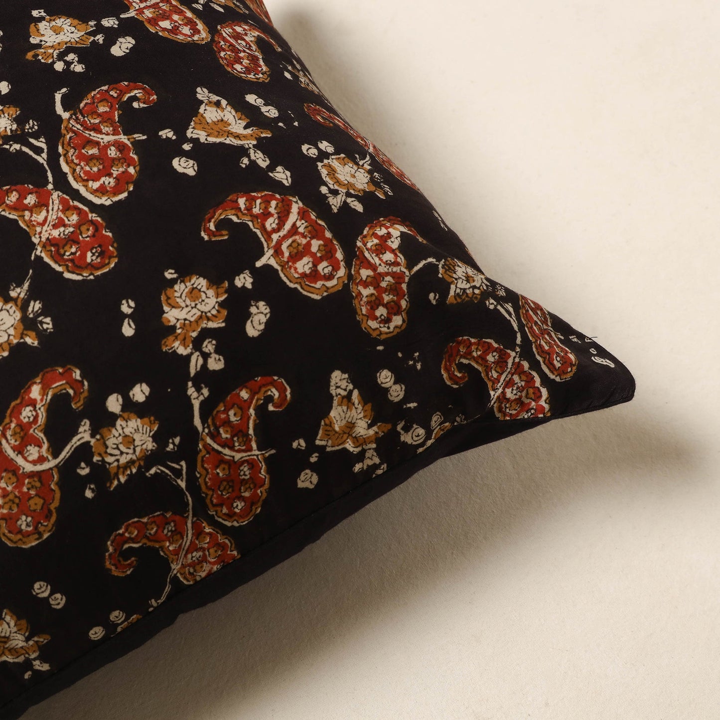 Black - cotton bagru cushion cover 33 - handcrafted