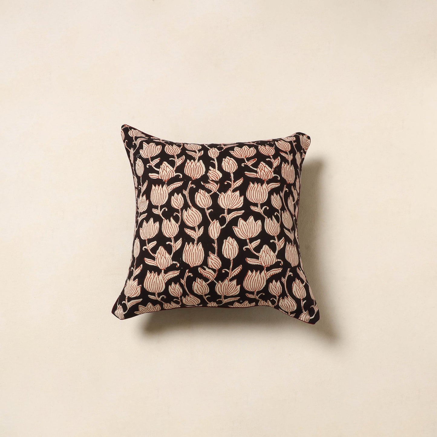 Black - cotton bagru cushion cover 34 - handcrafted