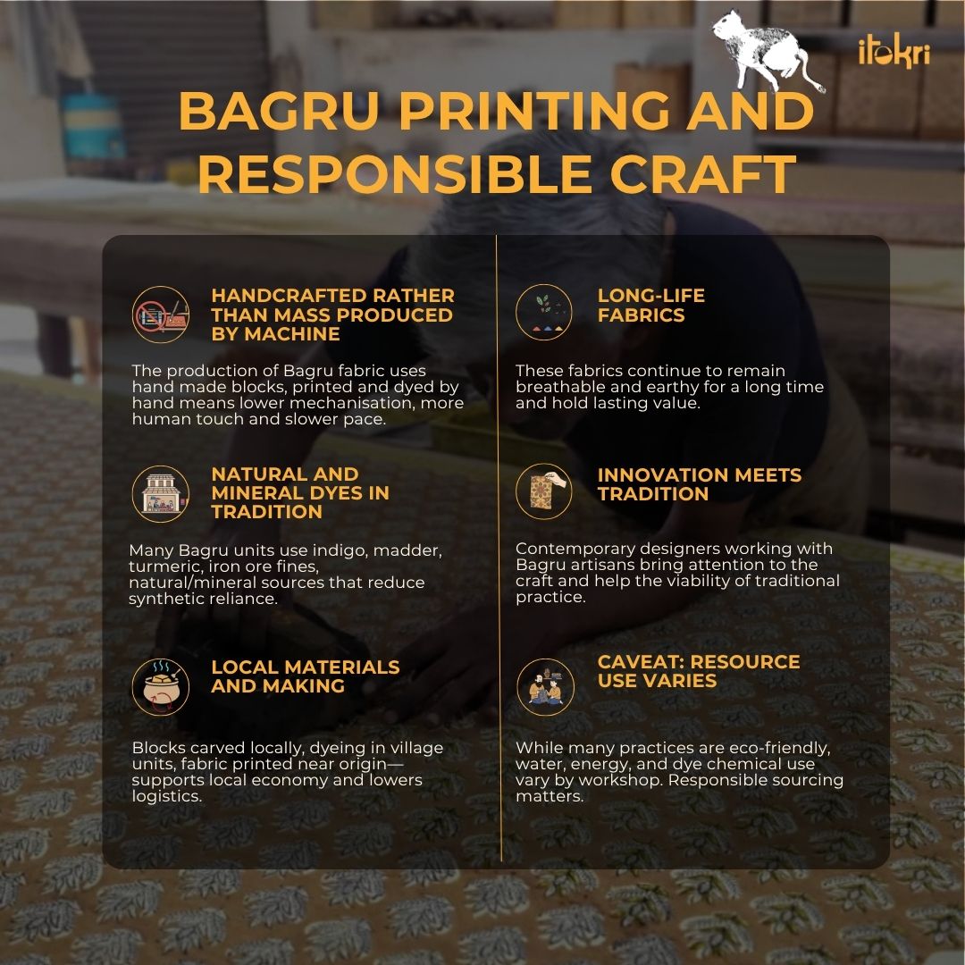 Black - cotton bagru fabric 04 - handcrafted