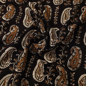 Black Block Print Cotton Bagru Fabric