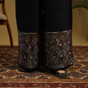 Black - cotton bengal kantha hand embroidery palazzo 92