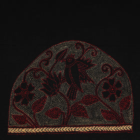 Black Cotton Bengal Kantha Stitch Blouse Piece 