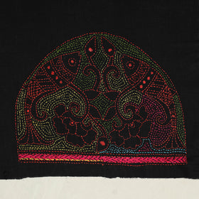 Black Cotton Bengal Kantha Stitch Blouse Piece 