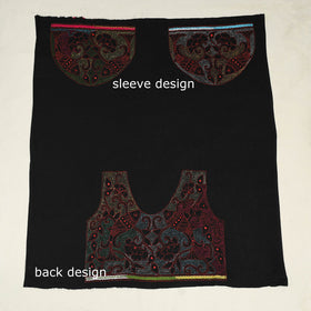 Black Cotton Bengal Kantha Stitch Blouse Piece 