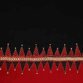 Black Cotton Bengal Kantha Stitch Blouse Piece 