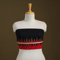 Black Cotton Bengal Kantha Stitch Blouse Piece 