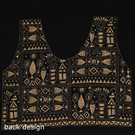 Black Cotton Bengal Kantha Stitch Blouse Piece 