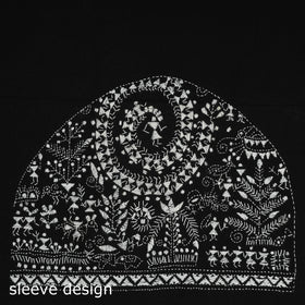 Black Cotton Bengal Kantha Stitch Blouse Piece 