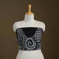 Black Cotton Bengal Kantha Stitch Blouse Piece 
