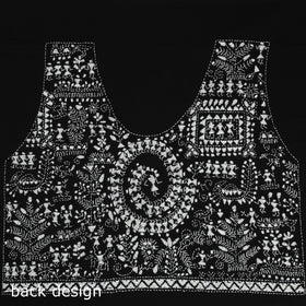 Black Cotton Bengal Kantha Stitch Blouse Piece 